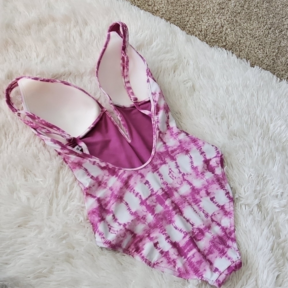 BAR III Summer Stripes Plunge Purple Tie Dye One Piece Swimsuit XS & M - Picture 4 of 5